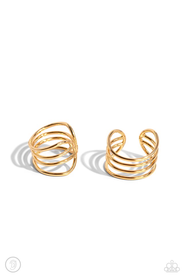 Linear Leader - Gold - Paparazzi Earring Image