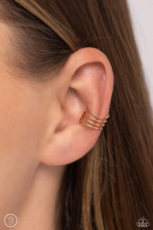Linear Leader - Gold - Paparazzi Earring Image