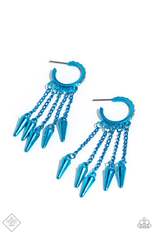 Piquant Punk - Blue - Paparazzi Earring Image