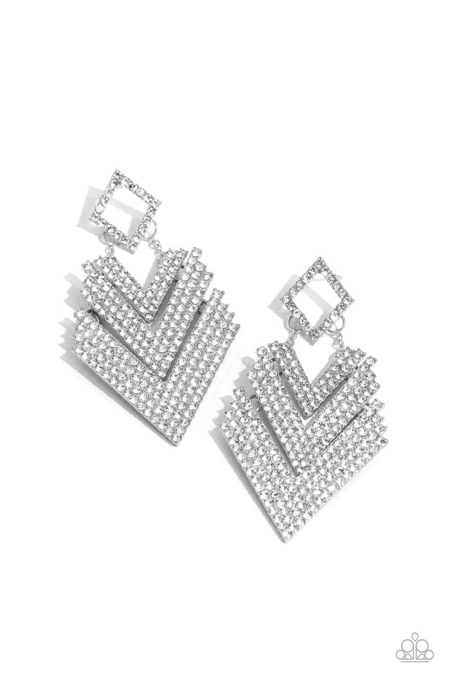 Cautious Caliber - White - Paparazzi Earring Image