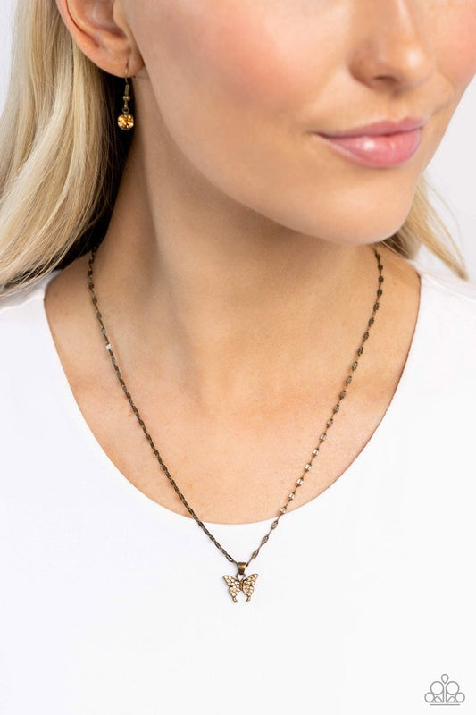 High-Flying Hangout - Brass - Paparazzi Necklace Image