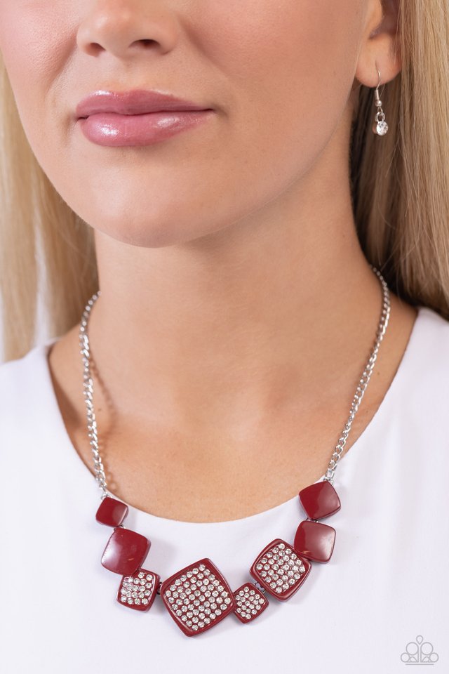 Twinkling Tables - Red - Paparazzi Necklace Image