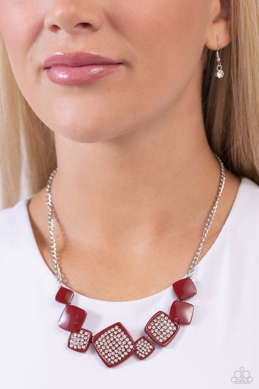 Twinkling Tables - Red - Paparazzi Necklace Image