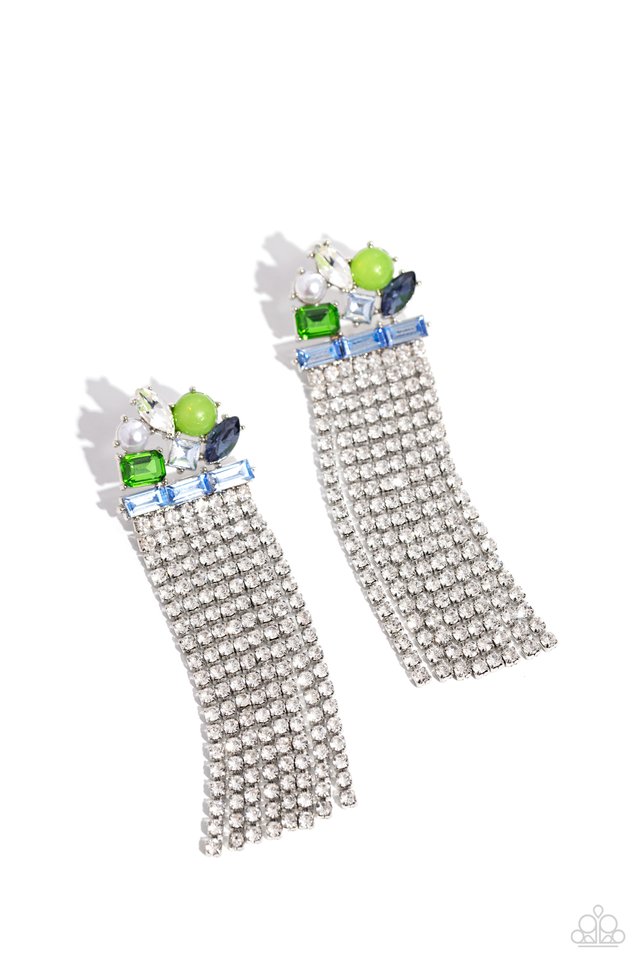 Horizontal Hallmark - Blue - Paparazzi Earring Image