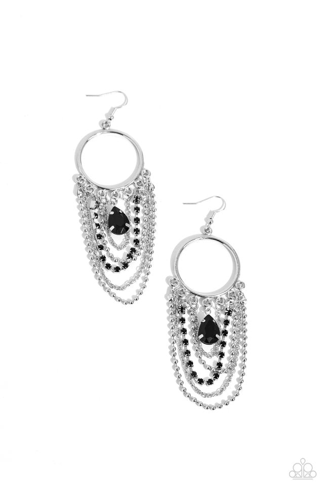 Cascading Clash - Black - Paparazzi Earring Image
