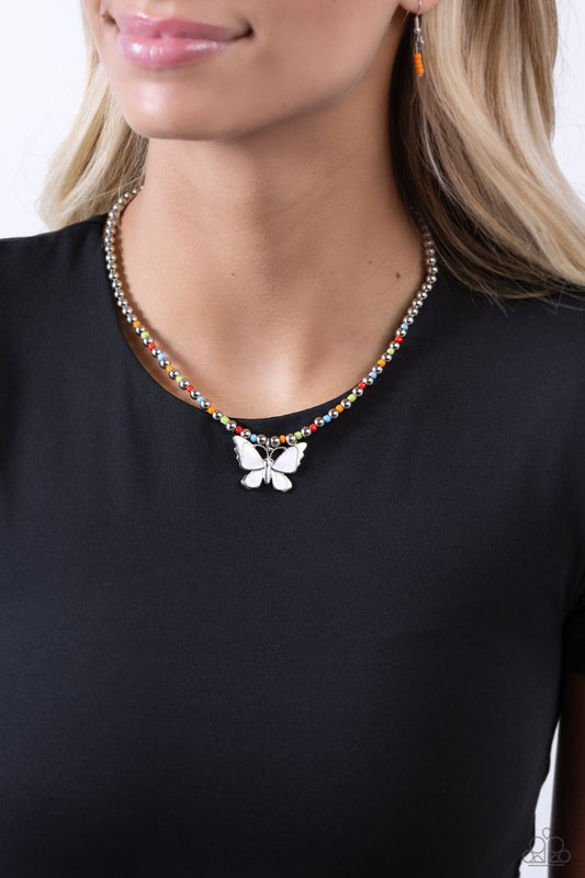 Vibrant Flutter - White - Paparazzi Necklace Image