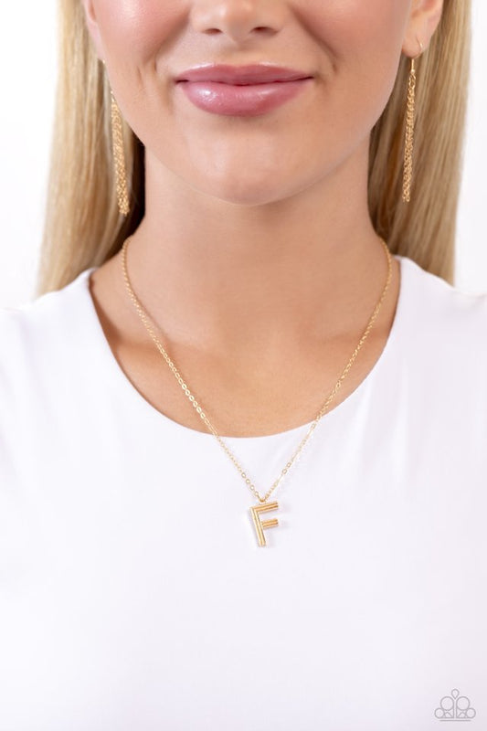 Leave Your Initials - Gold - F - Paparazzi Necklace Image