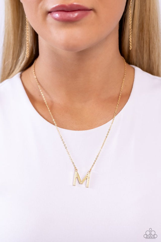 Leave Your Initials - Gold - M - Paparazzi Necklace Image