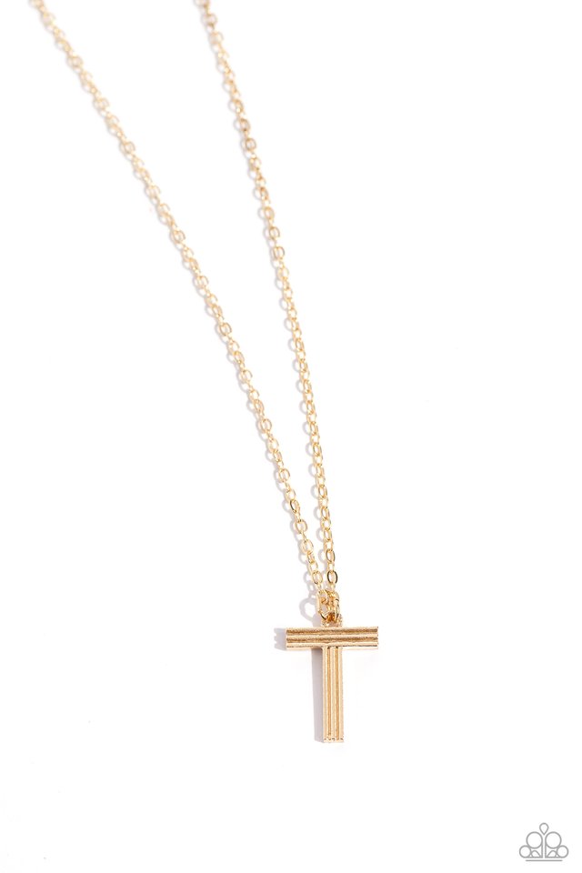 Leave Your Initials - Gold - T - Paparazzi Necklace Image