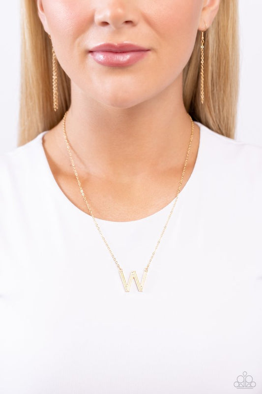 Leave Your Initials - Gold - W - Paparazzi Necklace Image