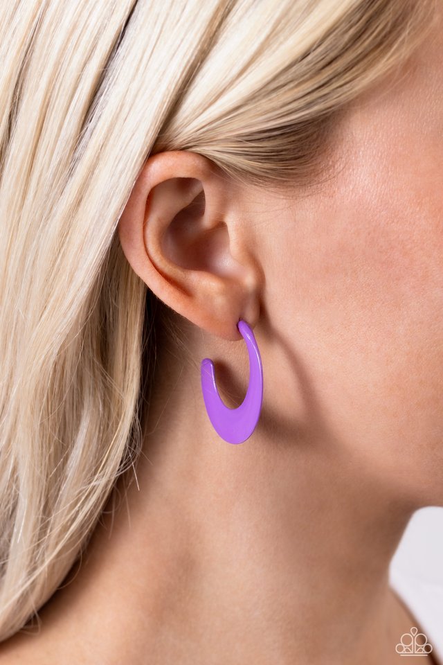 Fun-Loving Feature - Purple - Paparazzi Earring Image