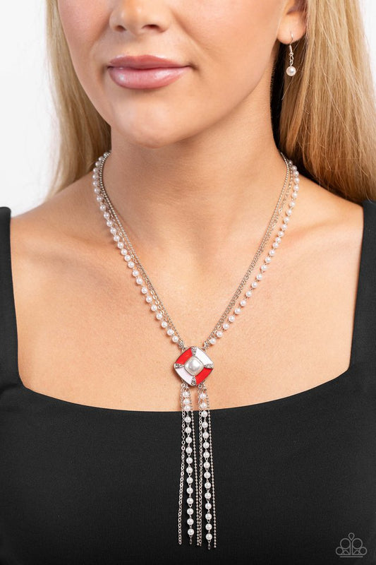 I Pinky SQUARE - Red - Paparazzi Necklace Image