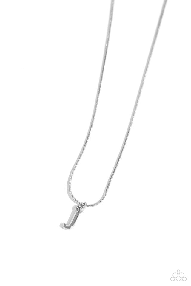 Seize the Initial - Silver - J - Paparazzi Necklace Image