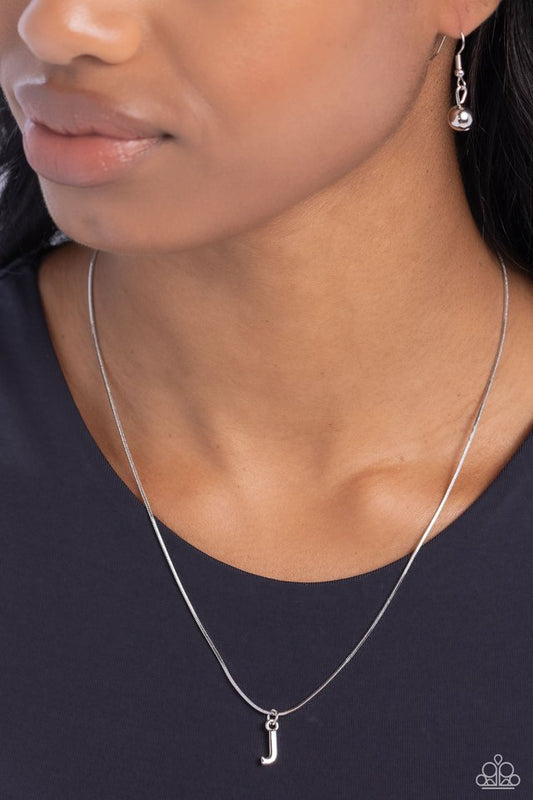 Seize the Initial - Silver - J - Paparazzi Necklace Image