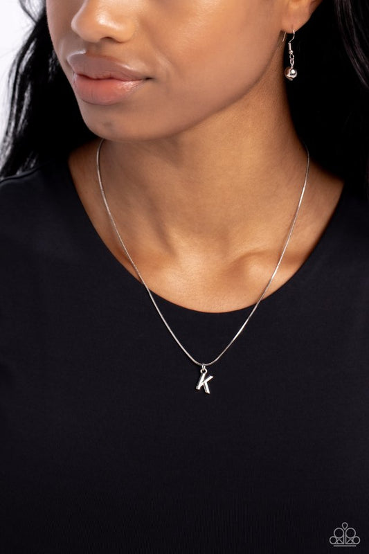 Seize the Initial - Silver - K - Paparazzi Necklace Image