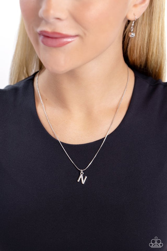 Seize the Initial - Silver - N - Paparazzi Necklace Image