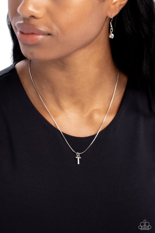 Seize the Initial - Silver - T - Paparazzi Necklace Image