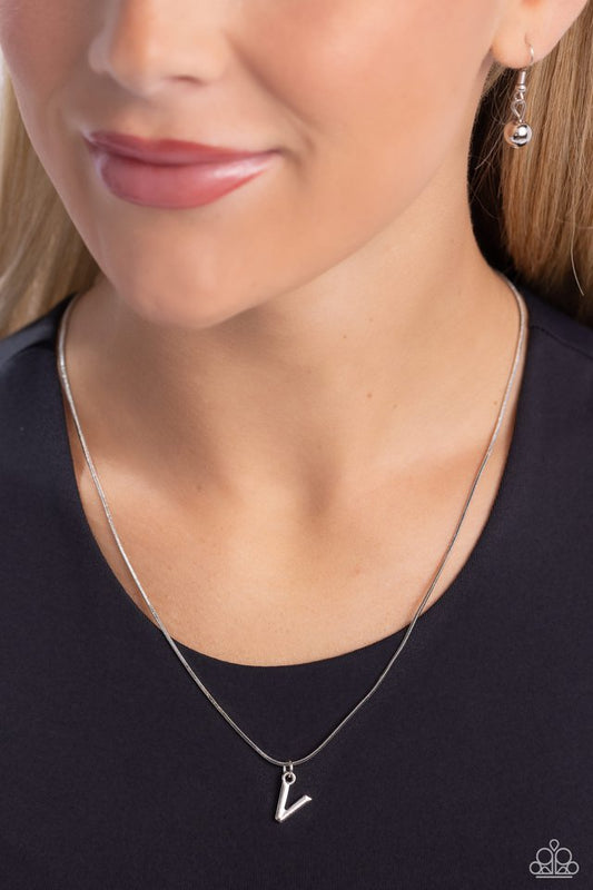 Seize the Initial - Silver - V - Paparazzi Necklace Image