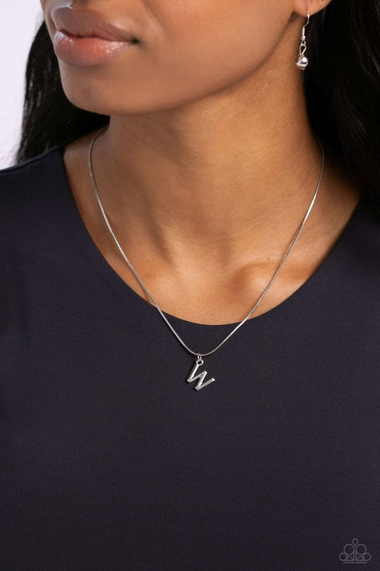 Seize the Initial - Silver - W - Paparazzi Necklace Image