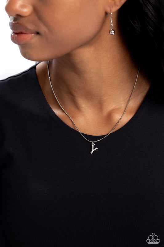 Seize the Initial - Silver - Y - Paparazzi Necklace Image