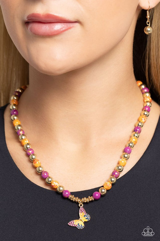 Speckled Story - Orange - Paparazzi Necklace Image
