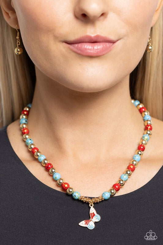 Speckled Story - Red - Paparazzi Necklace Image