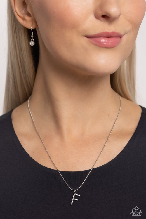 Letter of the Law - White - F - White - Paparazzi Necklace Image
