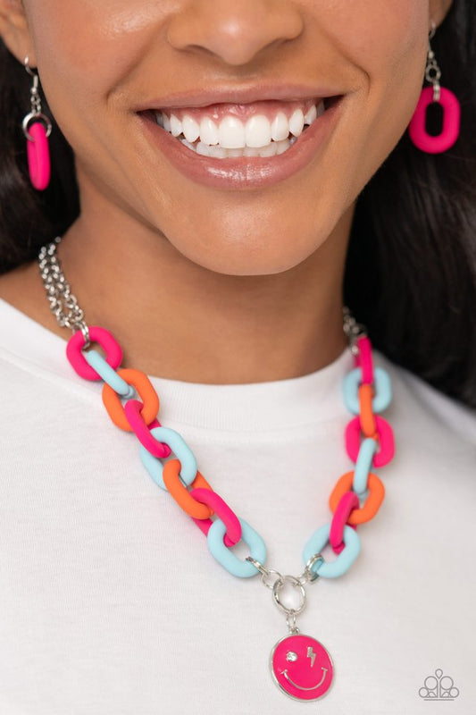 Speed SMILE - Pink - Paparazzi Necklace Image