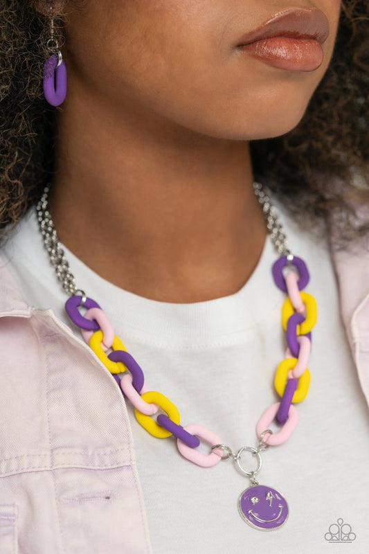 Speed SMILE - Purple - Paparazzi Necklace Image