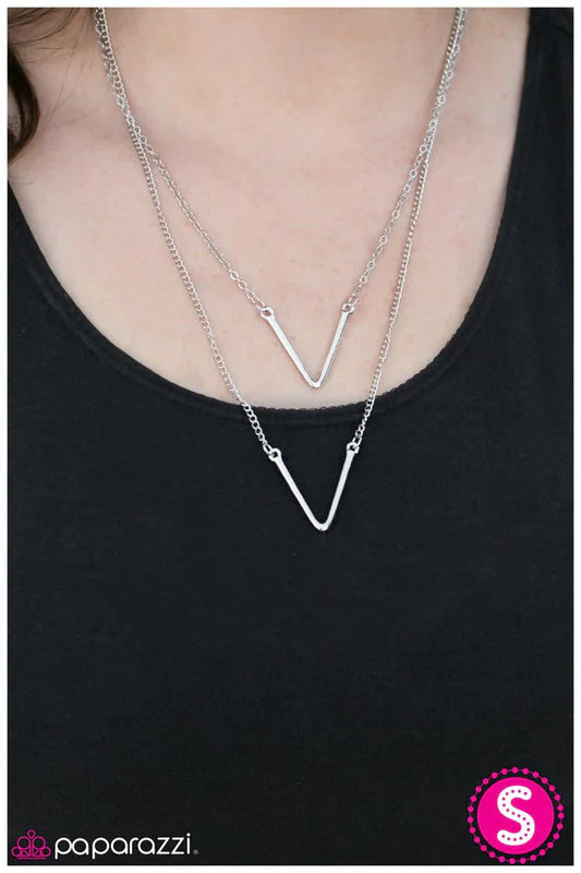 Paparazzi Necklace ~ Let It V - Silver