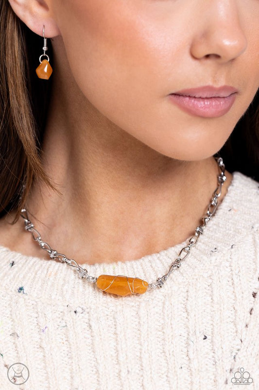 Cavern Class - Orange - Paparazzi Necklace Image