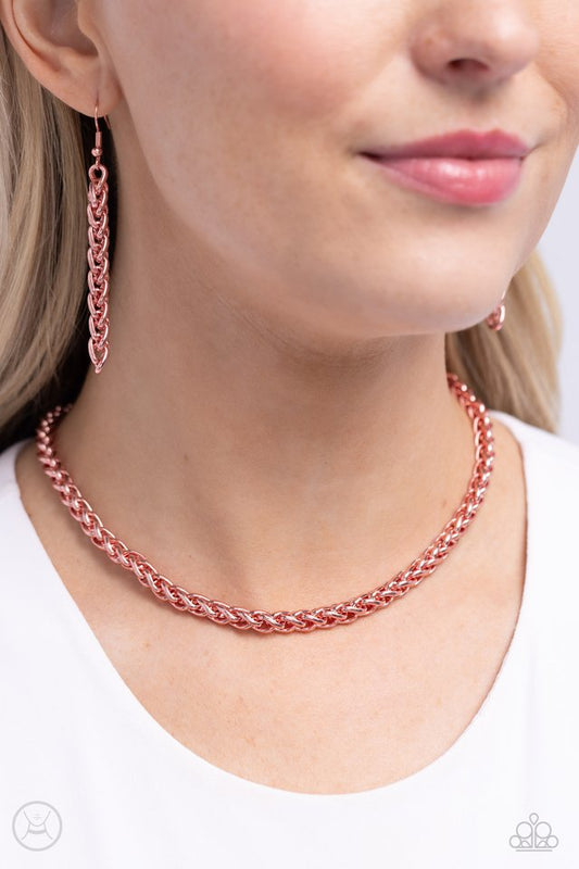 Braided Battalion - Pink - Paparazzi Necklace Image