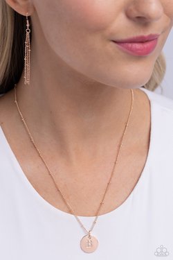 Initial Elegance - Rose Gold - B - Paparazzi Necklace Image