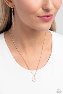 Initial Elegance - Rose Gold - E - Paparazzi Necklace Image