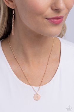 Initial Elegance - Rose Gold - F - Paparazzi Necklace Image