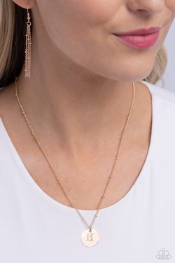 Initial Elegance - Rose Gold - H - Paparazzi Necklace Image