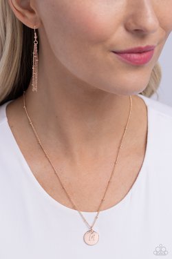 Initial Elegance - Rose Gold - M - Paparazzi Necklace Image