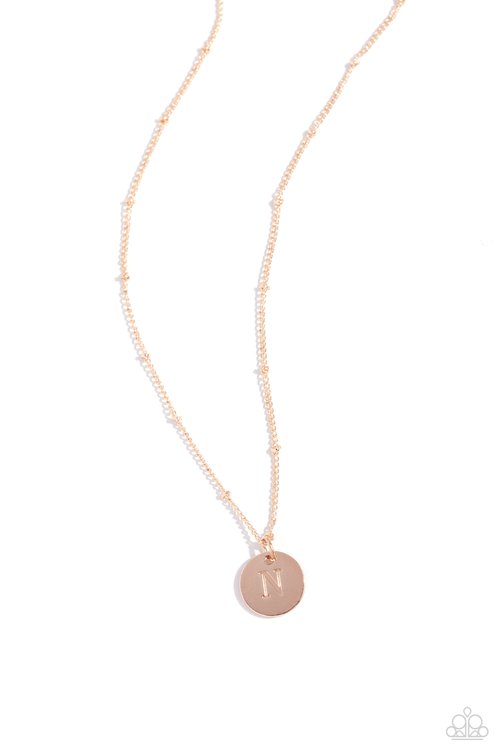 Initial Elegance - Rose Gold - N - Paparazzi Necklace Image