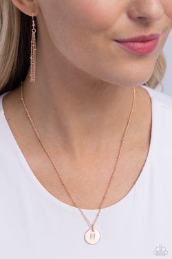 Initial Elegance - Rose Gold - N - Paparazzi Necklace Image
