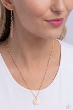 Initial Elegance - Rose Gold - P - Paparazzi Necklace Image