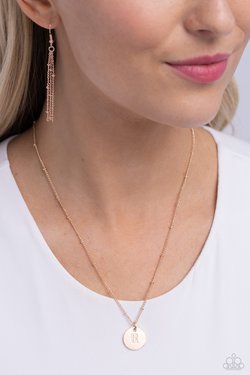 Initial Elegance - Rose Gold - R - Paparazzi Necklace Image