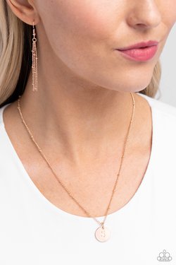 Initial Elegance - Rose Gold - S - Paparazzi Necklace Image