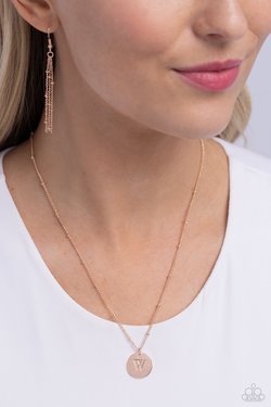 Initial Elegance - Rose Gold - W - Paparazzi Necklace Image