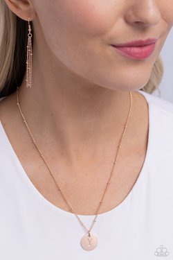 Initial Elegance - Rose Gold - Y - Paparazzi Necklace Image