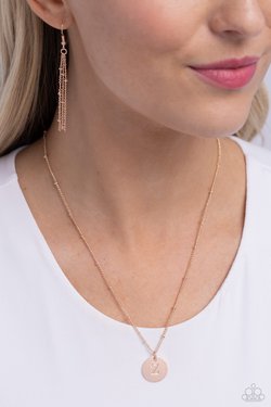 Initial Elegance - Rose Gold - Z - Paparazzi Necklace Image