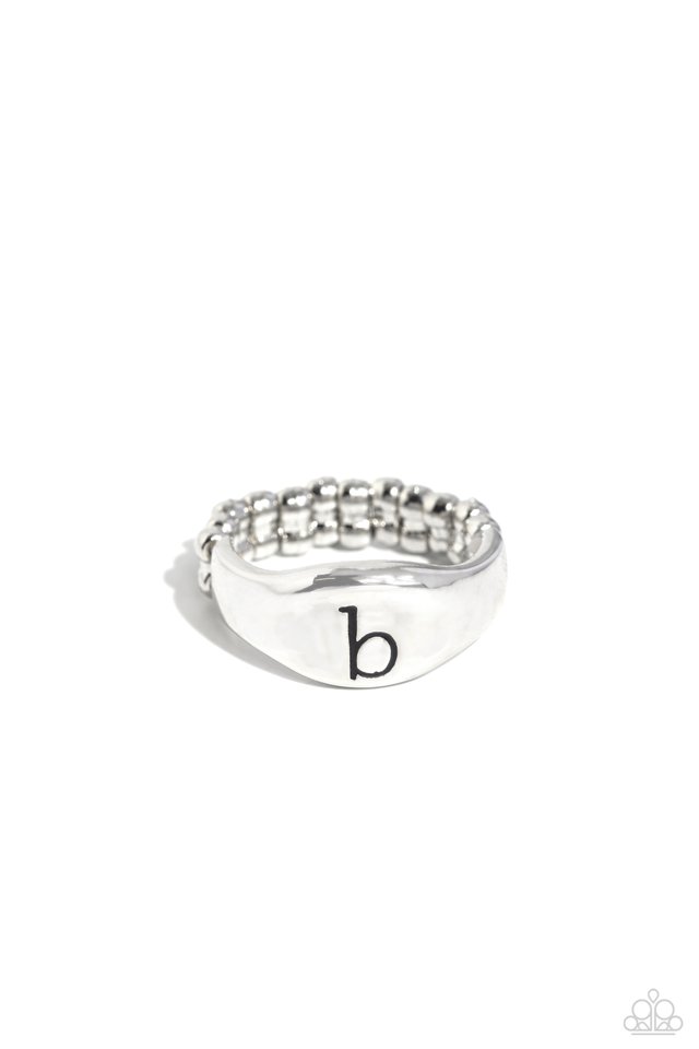 Monogram Memento - Silver - B - Paparazzi Ring Image