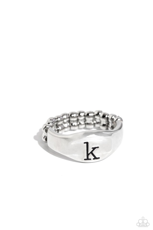 Monogram Memento - Silver - K - Paparazzi Ring Image