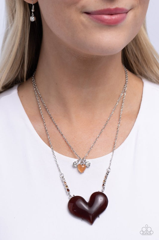 Heart-Racing Recognition - Brown - Paparazzi Necklace Image