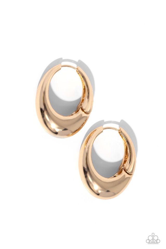 Oval Official - Gold - Paparazzi Earring Image