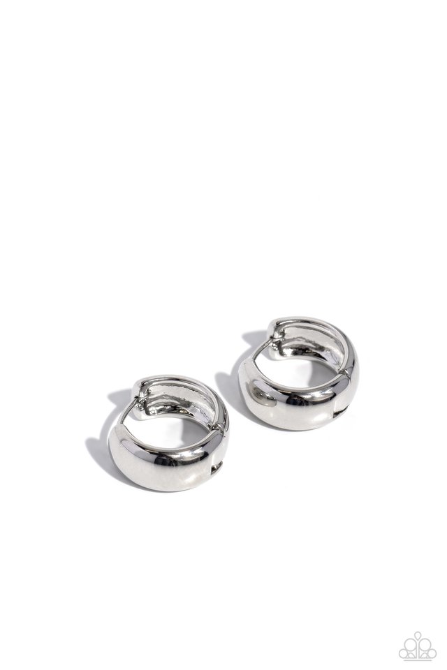 Hinged Halftime - Silver - Paparazzi Earring Image